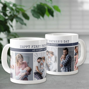 Första Fars dag som pappa - 5 fotokollage Jumbo Mugg