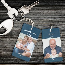 Första Fars dag som Pappa Blue 2 Photo Keychain