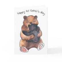 Första fars dag söta babybjörn kram kort