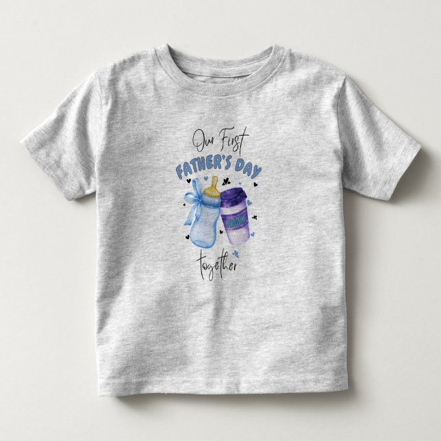Första fars dag tillsammans Matchande outfit / Blå T Shirt (Framsida)