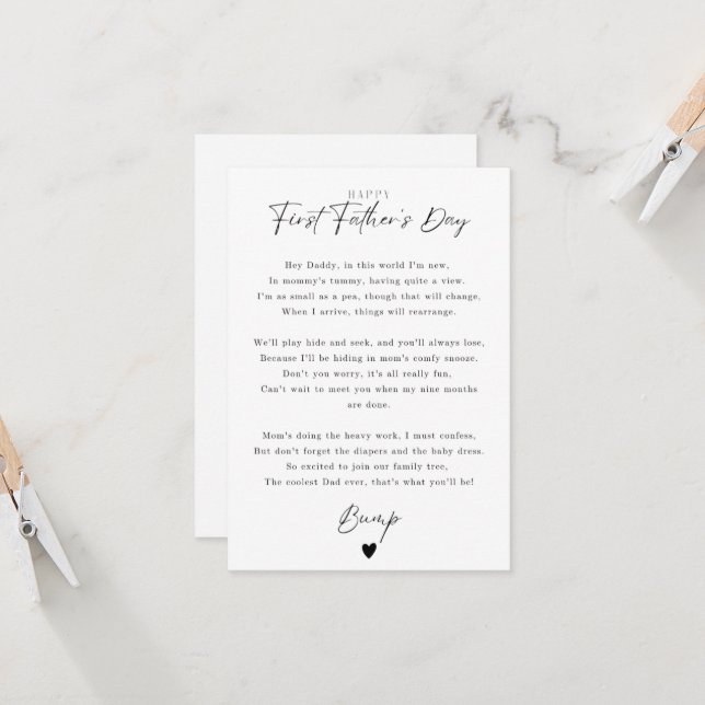 Första Fars dag: Utskriftsgåva från Baby Dikt (Fram/Back In Situ)