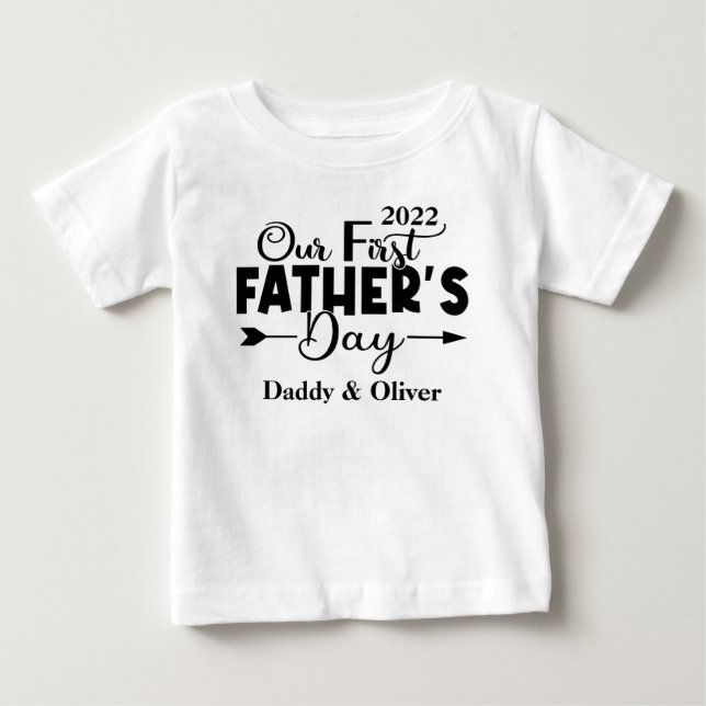 Första Fars dag White T Shirt (Framsida)