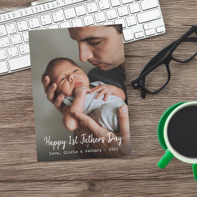 Första Fars Dags Foto Julkort (First Time Father's Day Photo Holiday Card)