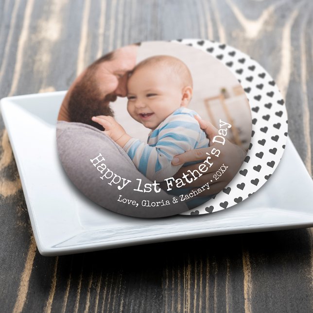 Första Fars Dags Foto Julkort (First Time Father's Day Photo Holiday Card)