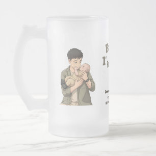 Första Father's Day Pappa est 2026 Anime Stil Frostat Ölglas