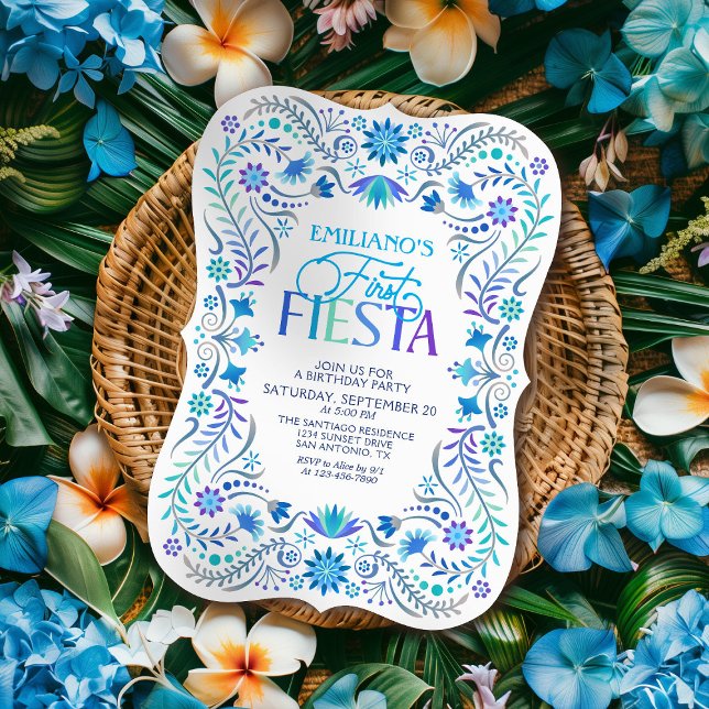Första Fiesta 1:a födelsedagsboj Inbjudningar (Skapare uppladdad)