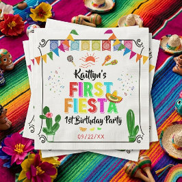 Första Fiesta Färgglad Mexikansk 1-års Födelsedags Pappersservett