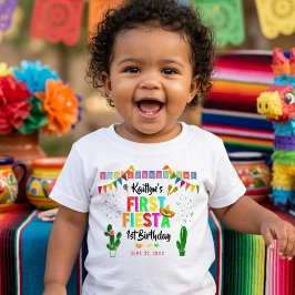 Första Fiesta Färgglad Mexikansk 1-års Födelsedags T Shirt