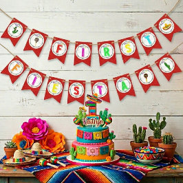 Första Fiesta Färgglad Mexikansk 1-års Födelsedags Vimplar