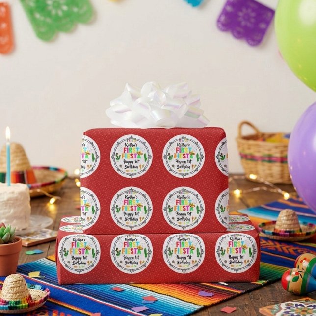 Första Fiesta Färgglad Mexikansk 1-årsdag Presentpapper (Skapare uppladdad)
