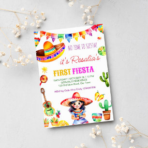 Första fiesta färglös söt spansk flickfödelsedag inbjudningar