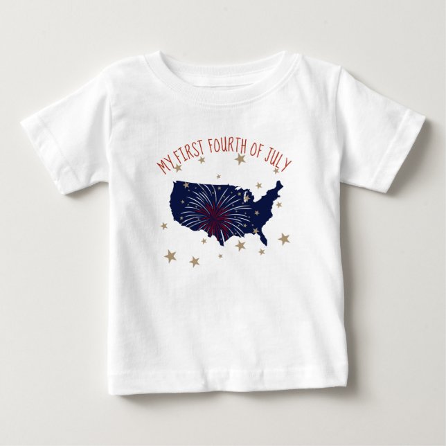 Första fjärde juli-utformningen t shirt (Framsida)