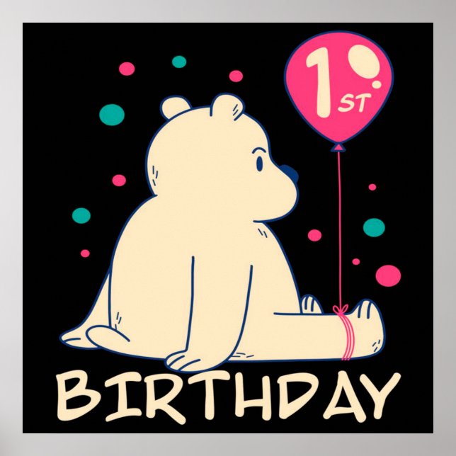 Första födelsedag | 1 år Baby | Baby Gift Poster (Framsidan)