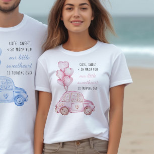 Första födelsedag Alla hjärtans Rosa Balloons and  T Shirt