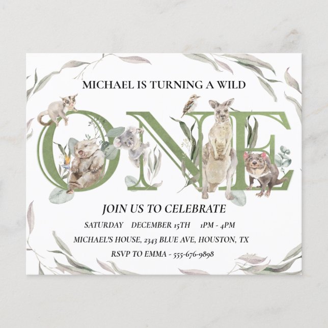 Första födelsedag Australian Wild One Djur  Flygblad (Framsidan)