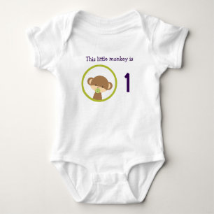 Första födelsedag Baby Safari Monkey med Nappar T Shirt