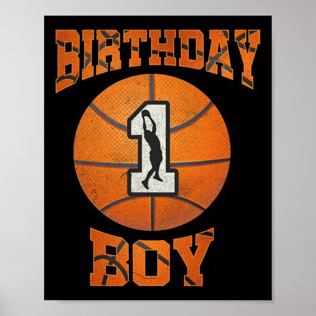 Första födelsedag Basketboll första 1 år Poster (Framsidan)