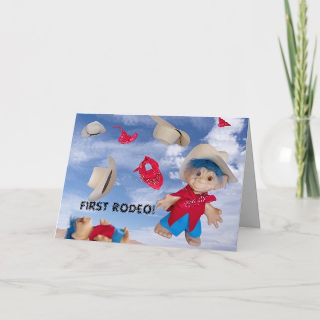 FÖRSTA födelsedag: Bjud in cowboyPERSONALIZE Helgkort (Framsida)