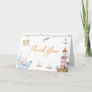 Första födelsedag Boys Nautical Blue Lighthouse Tack Kort