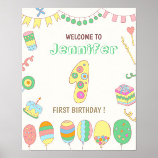 Första födelsedag. Bubblor nummer 1. Poster