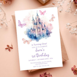 Första födelsedag: Castle LItlle Butterfly Party Inbjudningar