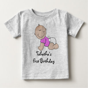Första födelsedag Crawling Flicka Tee
