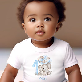 Första födelsedag Cute Blue Elephant Boy Namn T Shirt