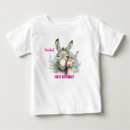 Första födelsedag Cute Donkey Personalize T Shirt