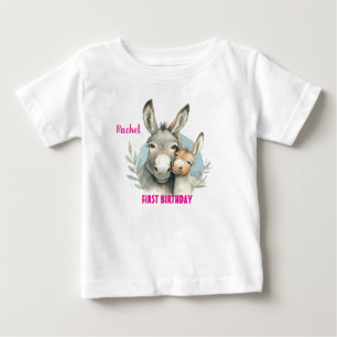 Första födelsedag Cute Donkey Personalize T Shirt