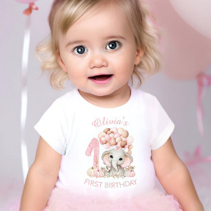 Första födelsedag Cute Elephant Fall Girl T Shirt