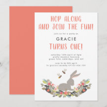 Första födelsedag Cute Vår Rabbit Födelsedagsfest