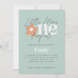 Första födelsedag daisy boho retro turquise orange inbjudningar