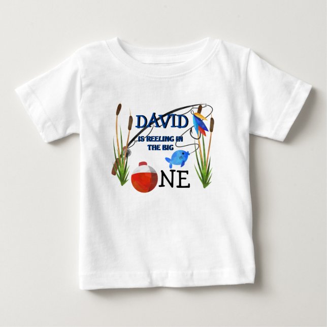 Första födelsedag det stora fisketemat t shirt (Framsida)