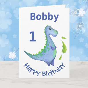 Första födelsedag Dinosaur Personalize Boy's Namn Kort