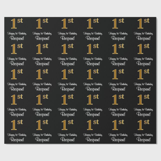 Första födelsedag: Elegant Luxurious Faux Guld Se  Presentpapper (Platt)