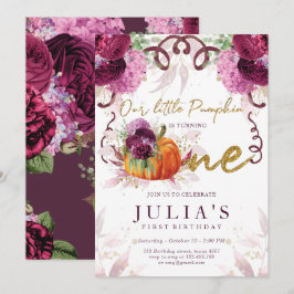 Första födelsedag Eleganten Höstburgundy Inbjudningar