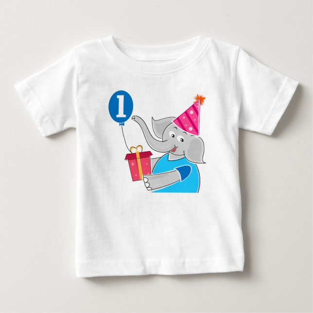 Första födelsedag Elephant med Balloon T-shirt (Framsida)