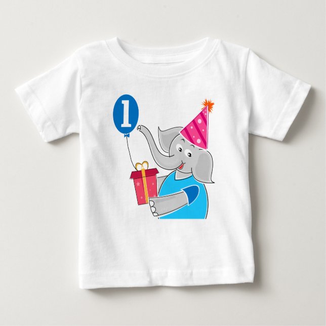 Första födelsedag Elephant med Balloon Tee (Framsida)