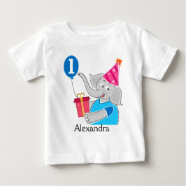 Första födelsedag Elephant med Balloon Tee Shirt