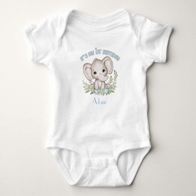 Första födelsedag Elephant Personlig T Shirt (Framsida)