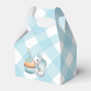 Första födelsedag Elephant Pojke Favor Box Blue Presentaskar