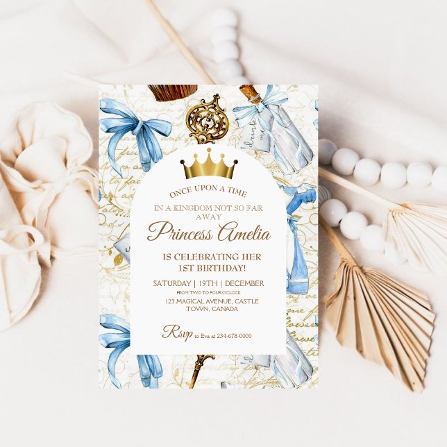 Första födelsedag Fairy Tale Princess Girly Birthd Inbjudningar (Skapare uppladdad)