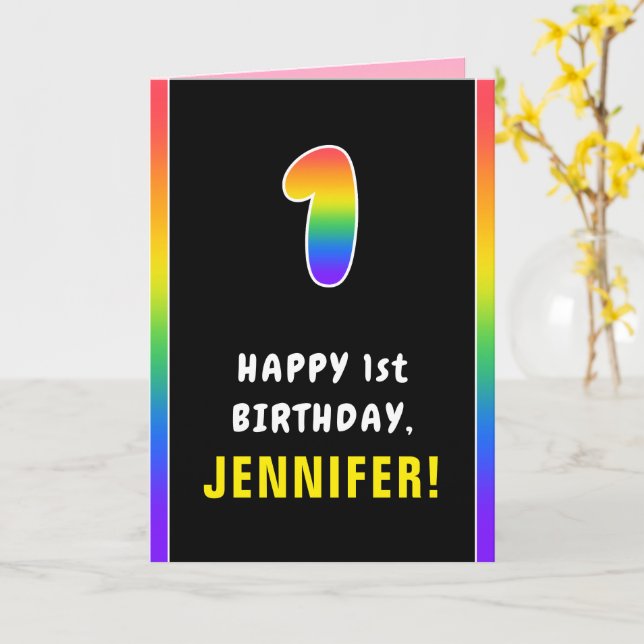 Första födelsedag: Färgregat nr 1, eget namn Kort (Gul blomma)