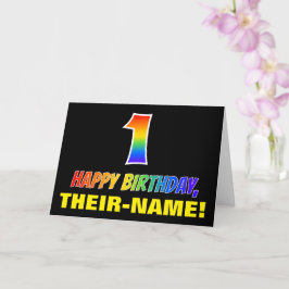 Första födelsedag: Fet, Roligt, Enkelt, regnbåge 1 Kort