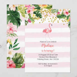 Första födelsedag-flamingo-inbjudningar inbjudningar