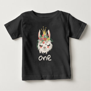 Första födelsedag flicka, Cute Llama Ansikte 1:a f T Shirt
