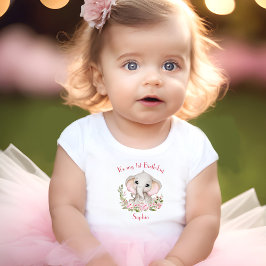 Första födelsedag Flicka Elephant Rosa Personlig N T Shirt