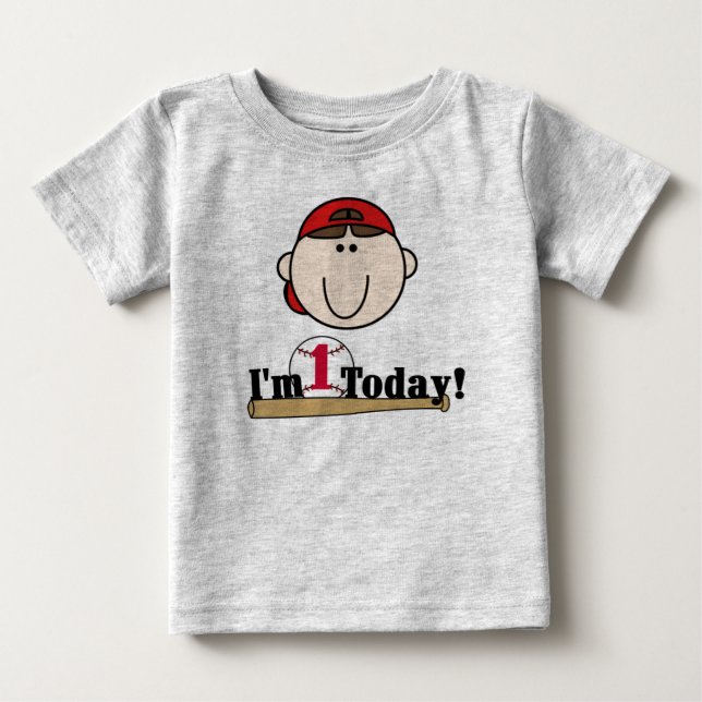 Första födelsedag för brunettbaseball t-shirt (Framsida)
