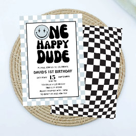 Första födelsedag för en Lycklig-kille Blue Lyckli Inbjudningar