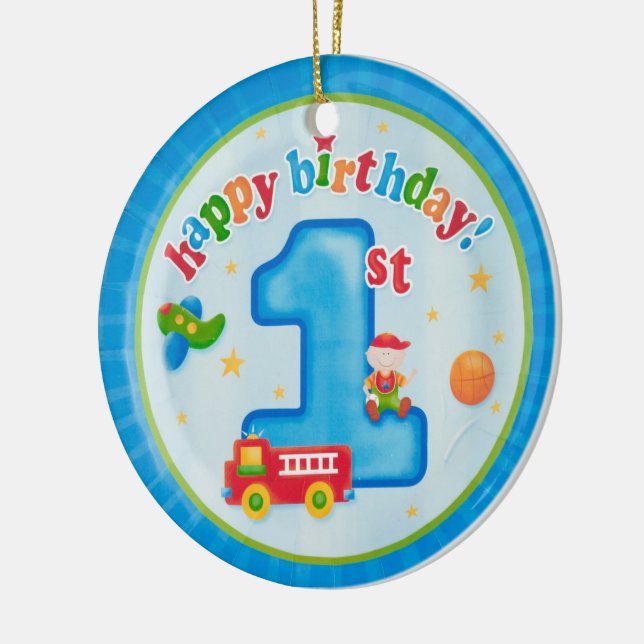 första födelsedag för lycklig julgransprydnad keramik (Vänster)